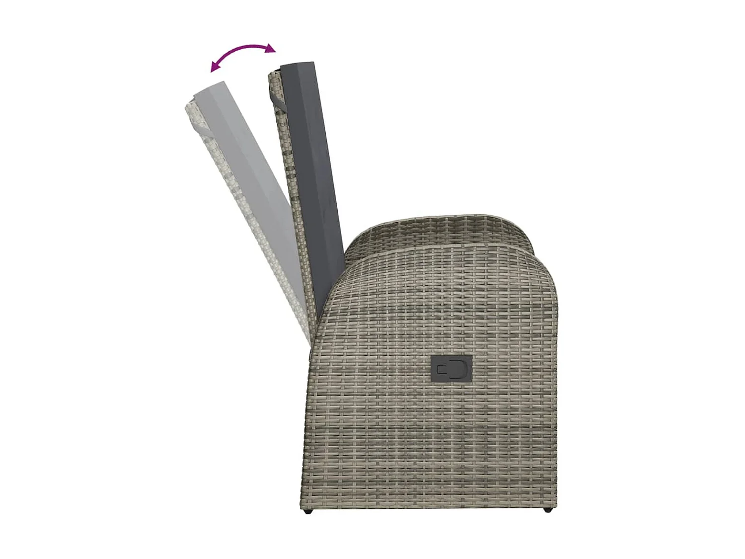 Tuinstoelen 2 st verstelbaar met kussens poly rattan grijs