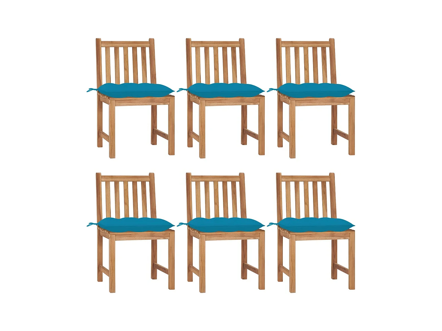 Chaises de jardin 6 pièces avec coussins Bois de teck massif