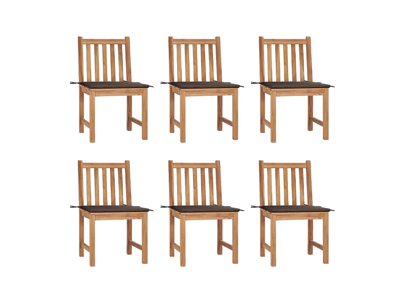 Chaises de jardin 6 pièces avec coussins Bois de teck massif