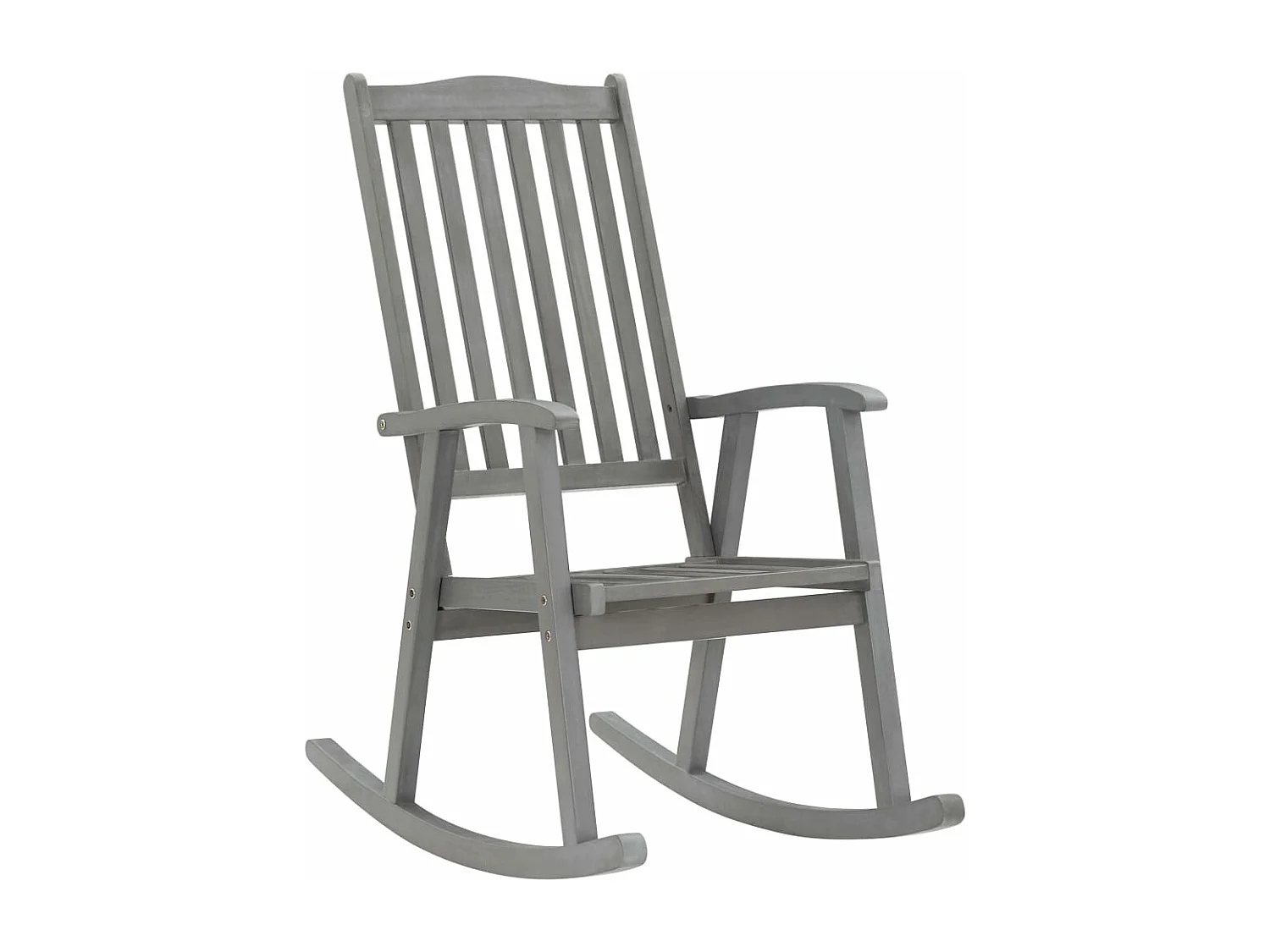 Silla mecedora con cojines madera maciza de acacia gris