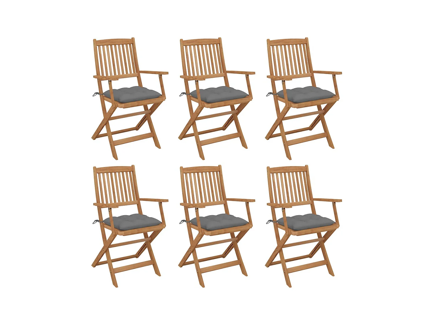 Chaises pliables de jardin 6 pièces avec coussins Bois d'acacia