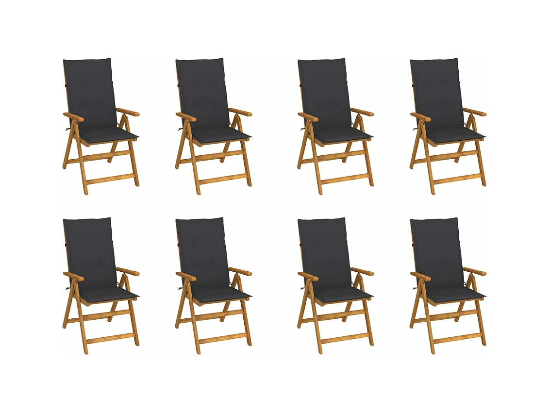 Chaises pliables de jardin avec coussins 8 pièces Bois d'acacia