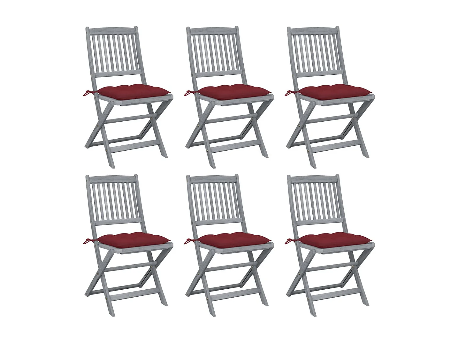 Chaises pliables d'extérieur 6 pièces avec coussins Bois d'acacia