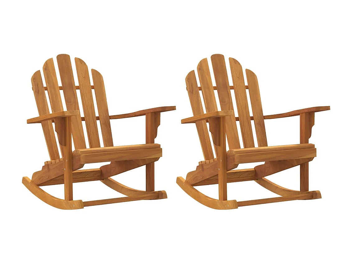 Chaises à bascule de jardin 2 pièces Adirondack bois de teck solide