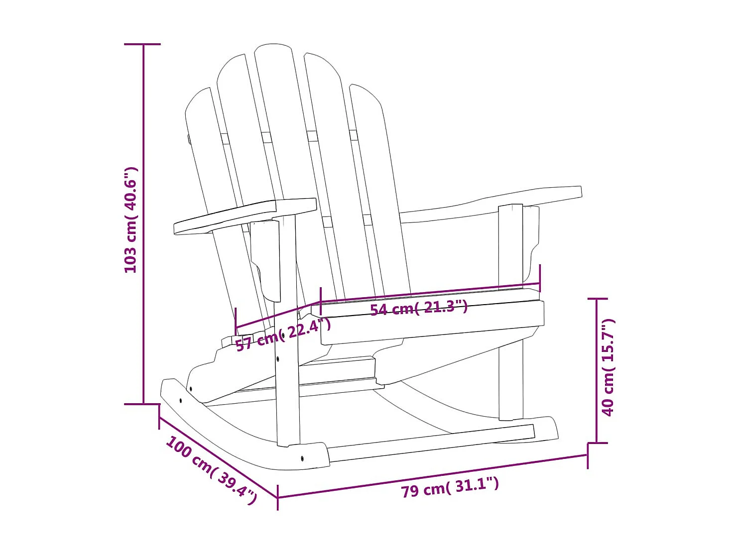 Chaises à bascule de jardin 2 pièces Adirondack bois de teck solide