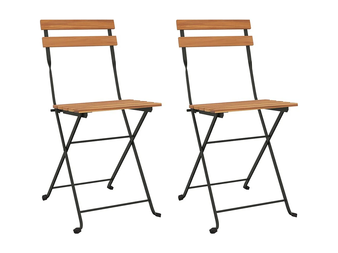 Chaises de bistrot pliantes 2 pièces Bois de teck solide et acier