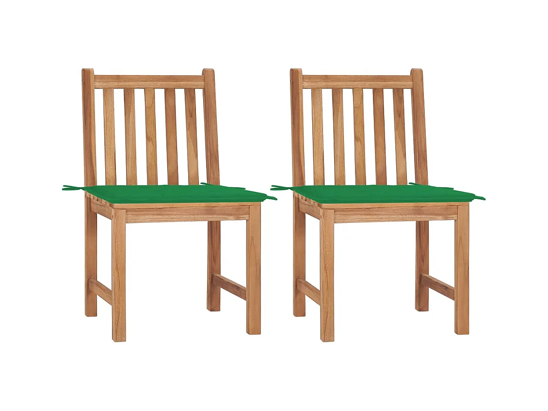 Chaises de jardin 2 pièces avec coussins Bois de teck massif