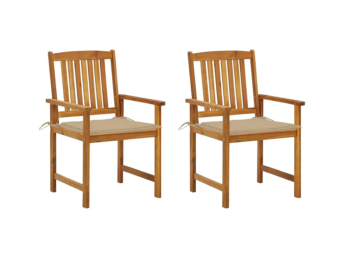 Chaises de jardin avec coussins 2 pièces Bois d'acacia massif