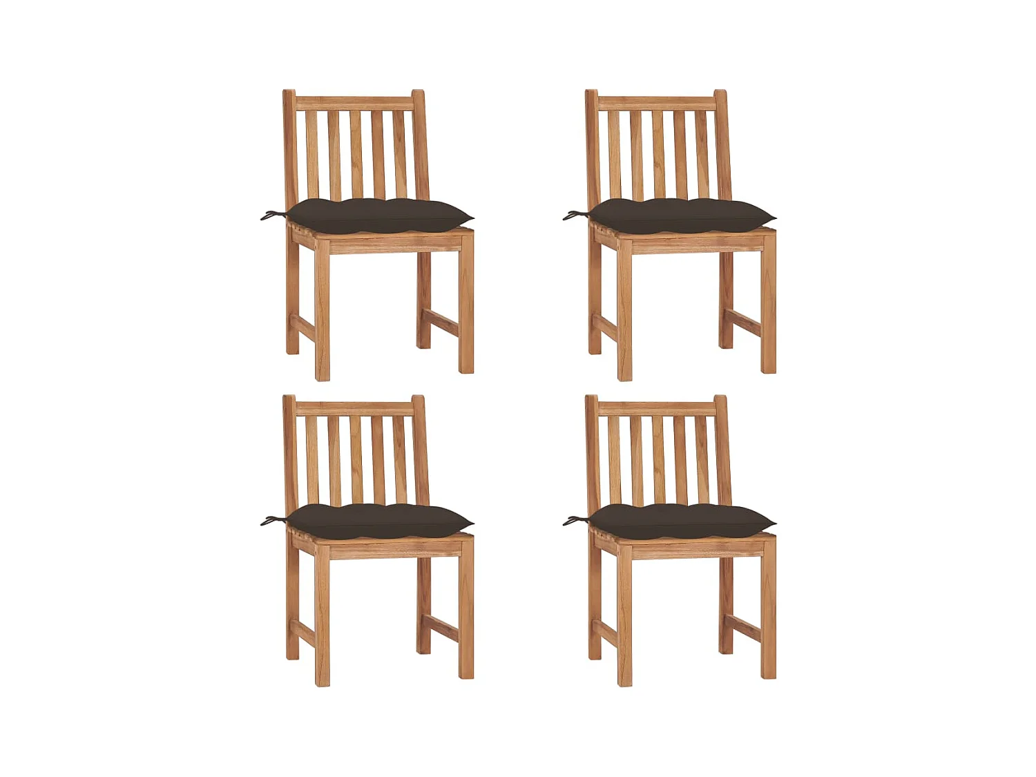 Chaises de jardin 4 pièces avec coussins Bois de teck massif