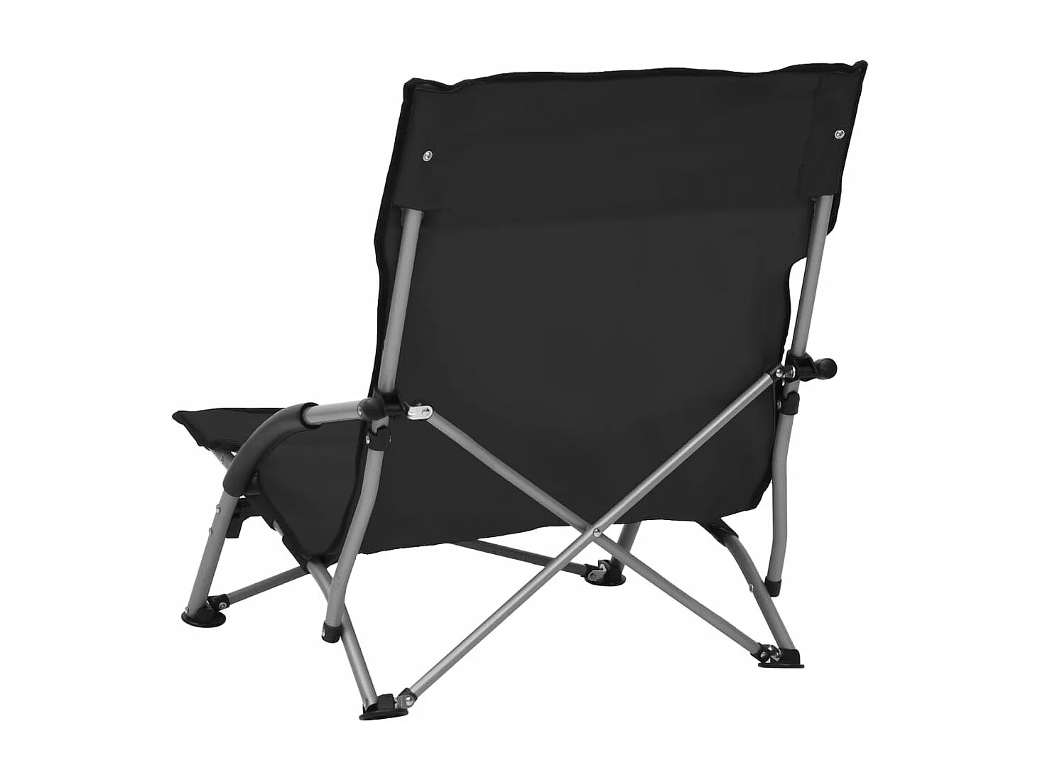 Chaises de plage pliables 2 pièces Noir Tissu