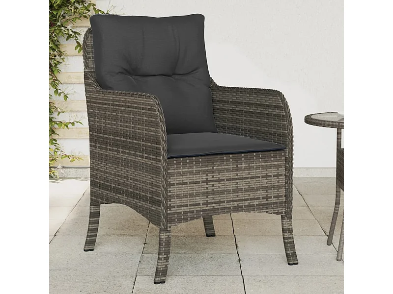 Chaises de jardin avec coussins lot de 2 gris résine tressée