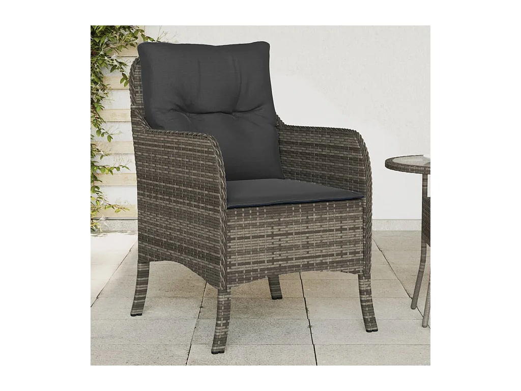 Chaises de jardin avec coussins lot de 2 gris résine tressée