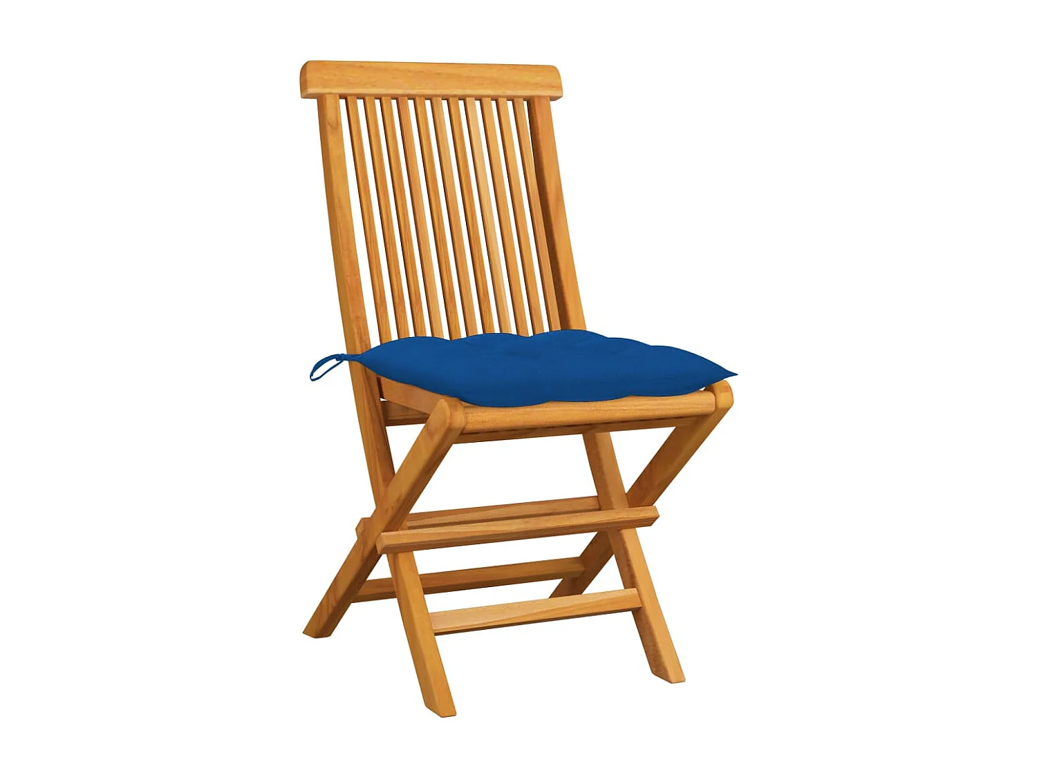 Chaises de jardin avec coussins bleu 2 pièces Bois de teck massif