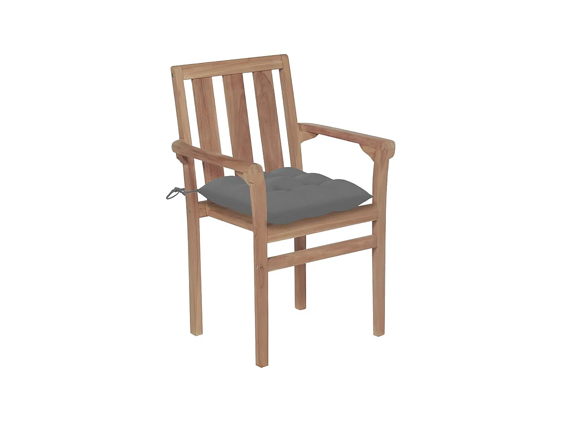 Chaises de jardin 2 pièces avec coussins gris Bois de teck massif