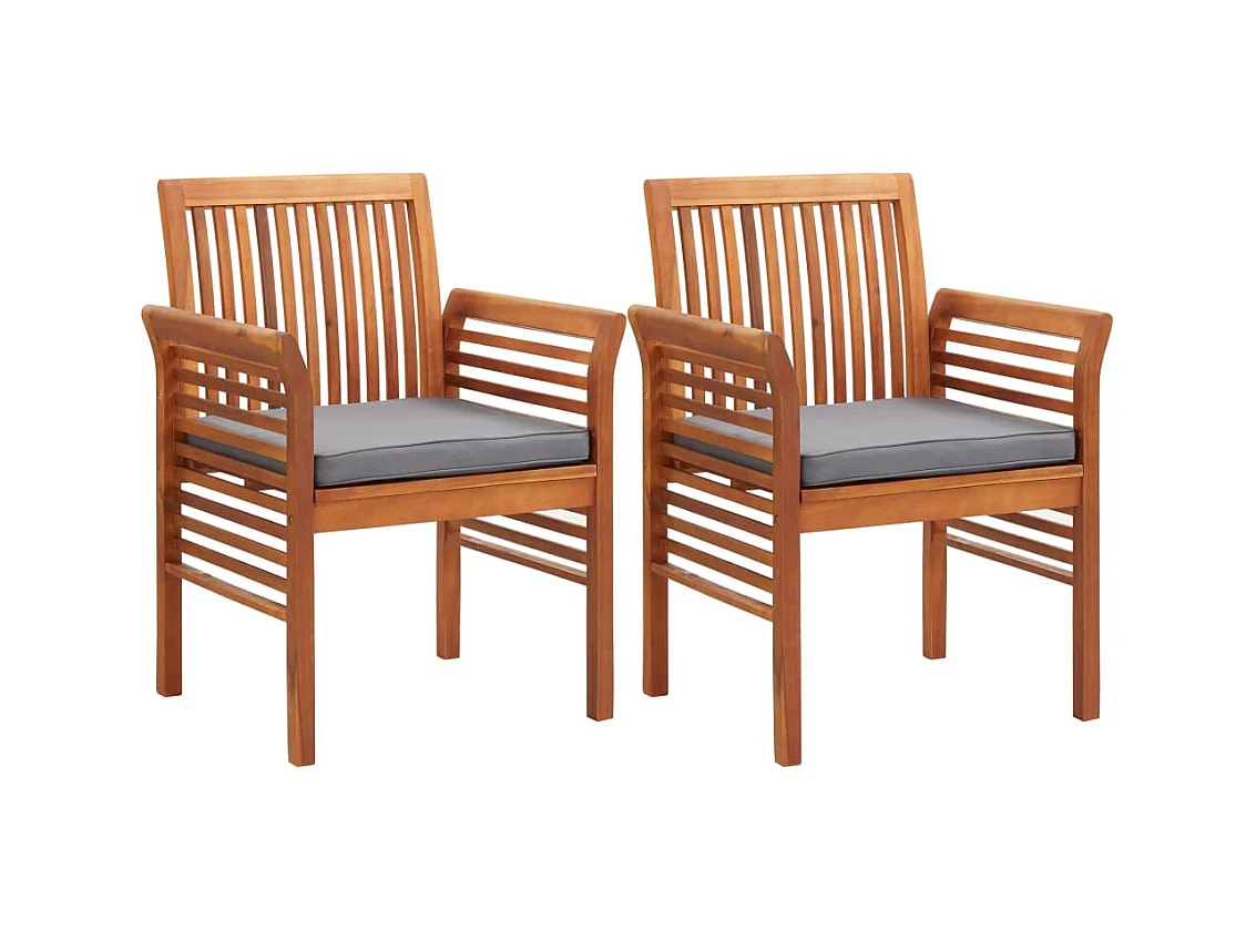 Chaises à dîner de jardin et coussins 2 pièces Bois d'acacia massif