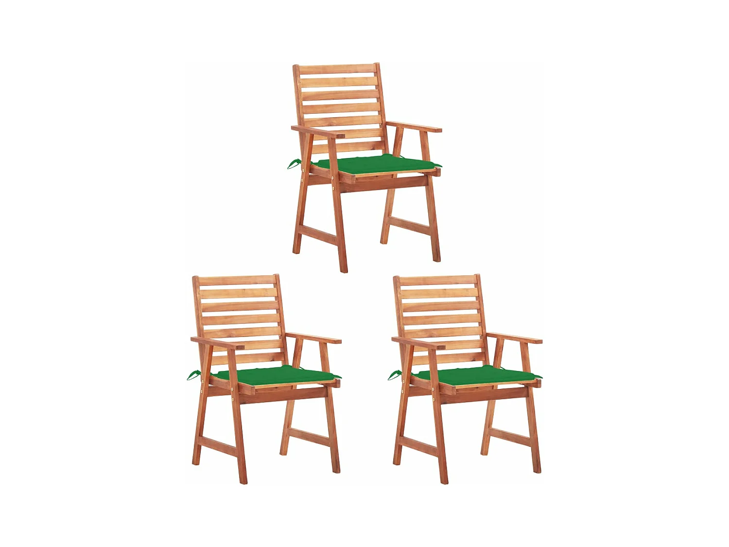 Chaises à dîner d'extérieur 3 pièces avec coussins Acacia massif
