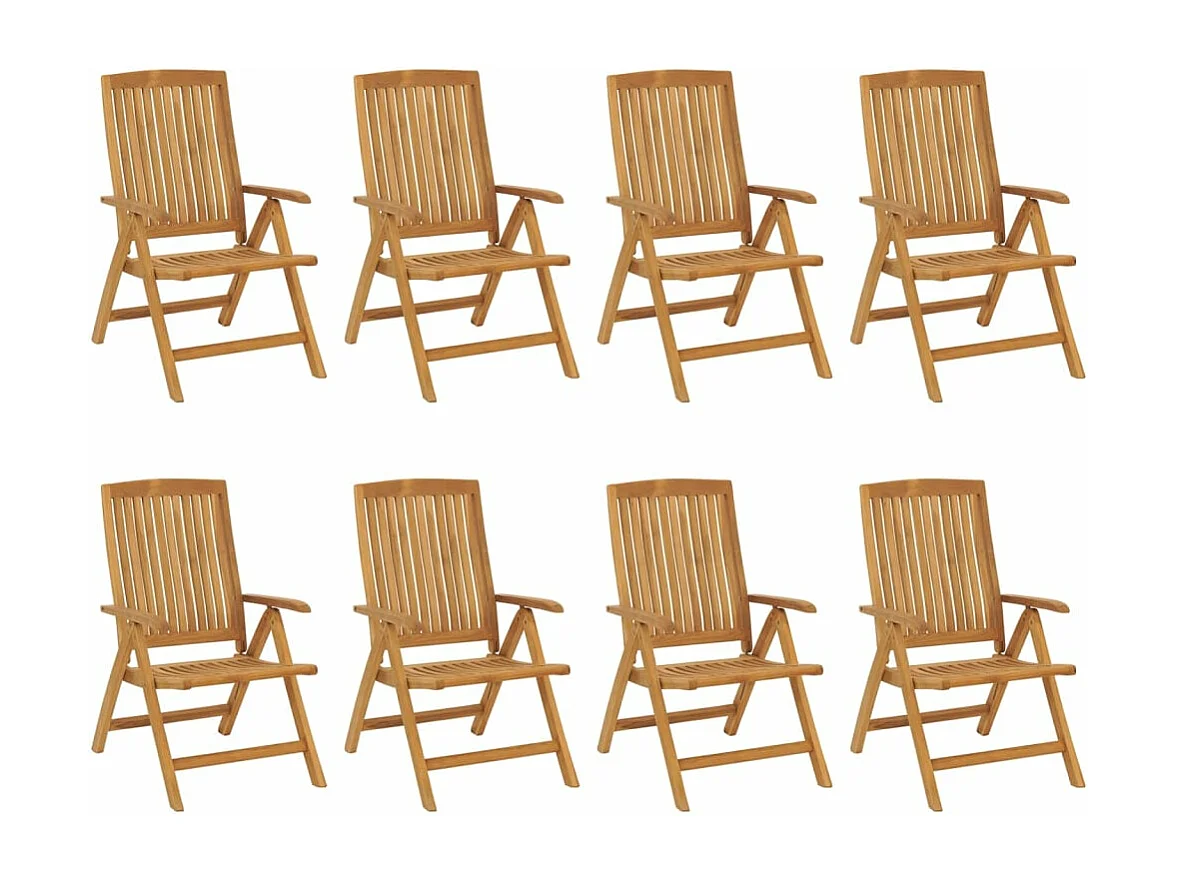 Sillas de jardín reclinables y cojines 8 unidades madera maciza teca