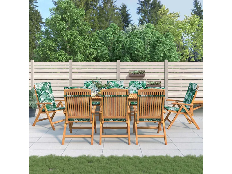 Cadeiras de jardim reclináveis c/ almofadões 8 peças teca maciça