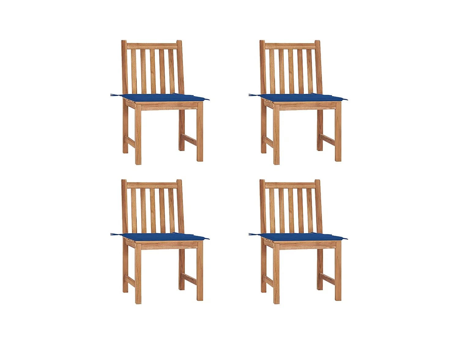 Chaises de jardin 4 pièces avec coussins Bois de teck massif