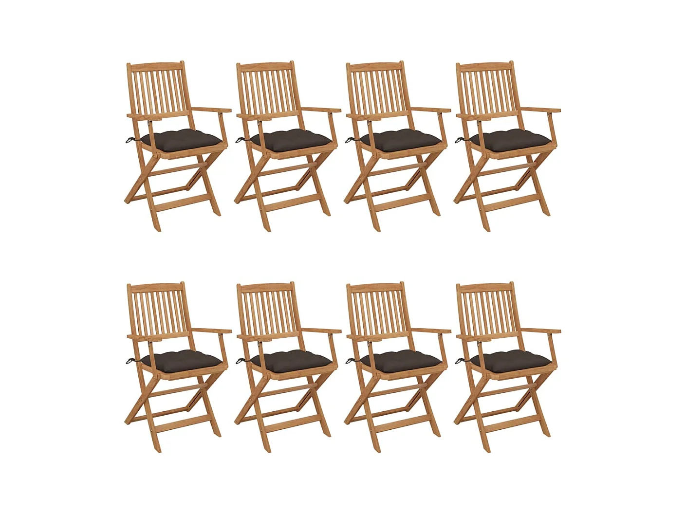 Chaises pliables de jardin 8 pièces avec coussins Bois d'acacia
