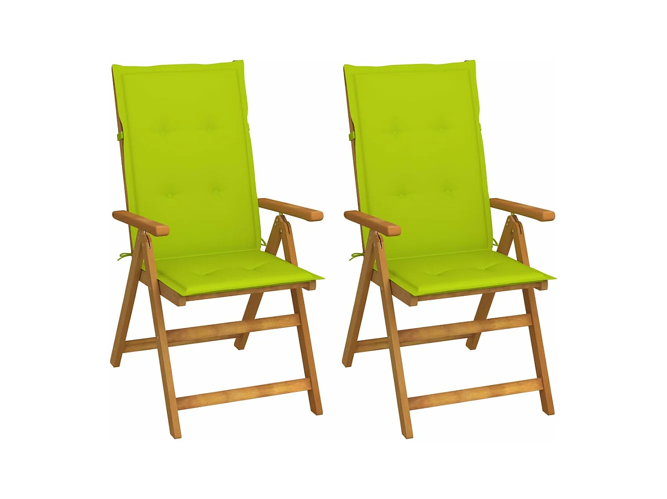 Chaises inclinables de jardin 2 pièces avec coussins Bois d'acacia