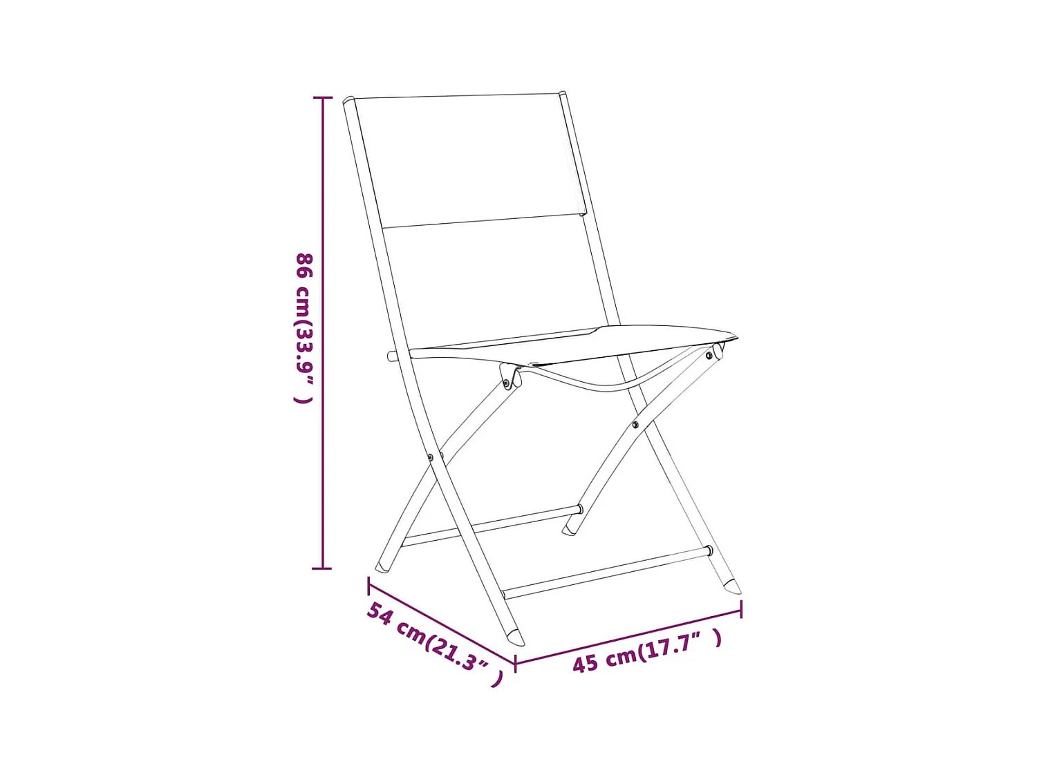 Chaises d'extérieur pliables 4 pièces Noir Acier et textilène