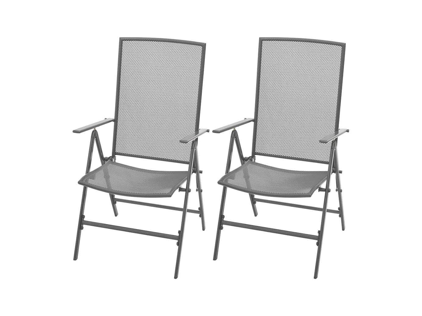Cadeiras de jardim empilháveis 2 peças aço cinzento