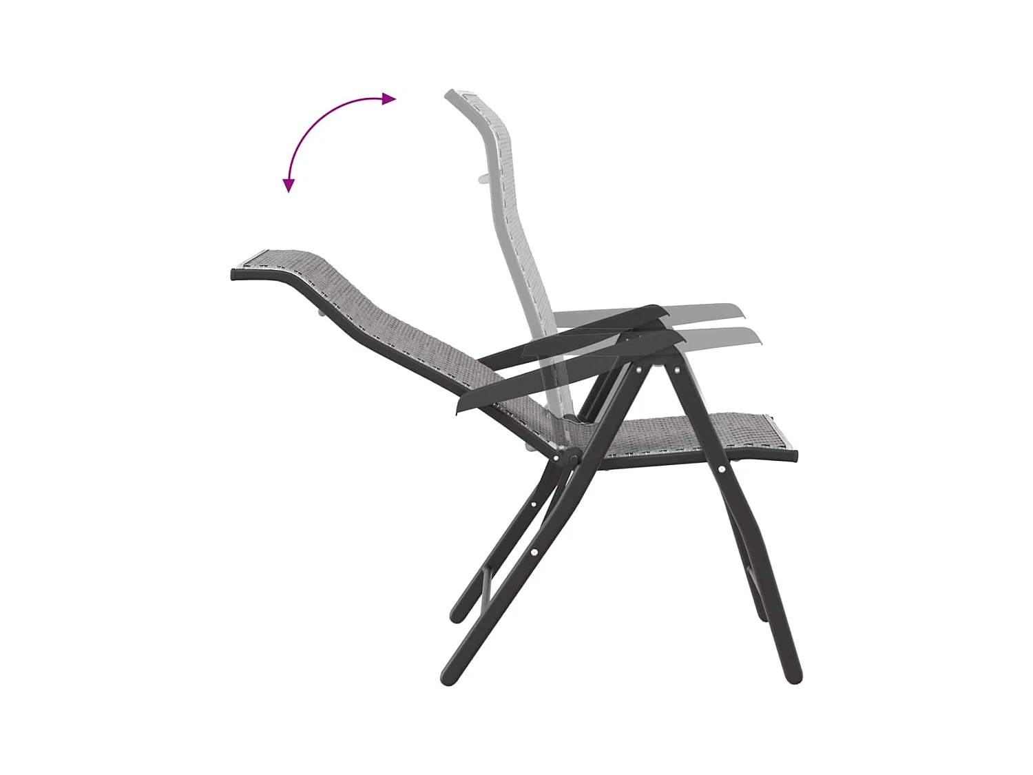 Chaises pliables de jardin lot de 8 gris résine tressée