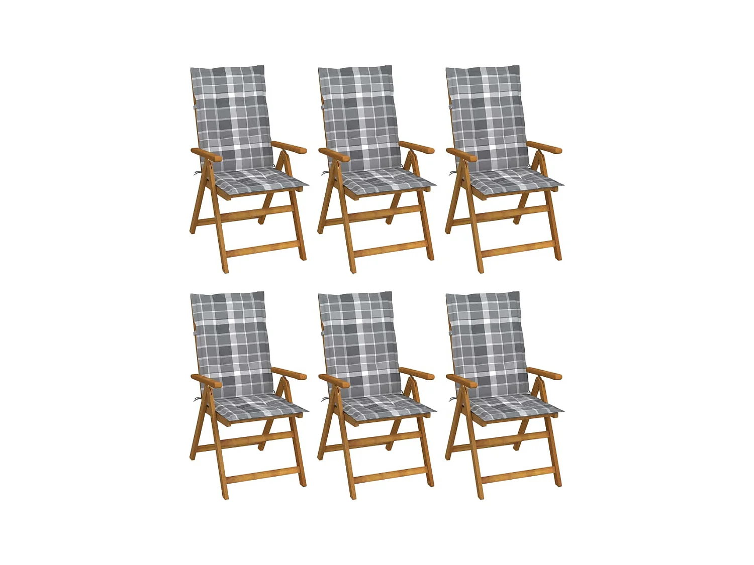 Chaises pliables de jardin 6 pièces avec coussins Bois d'acacia