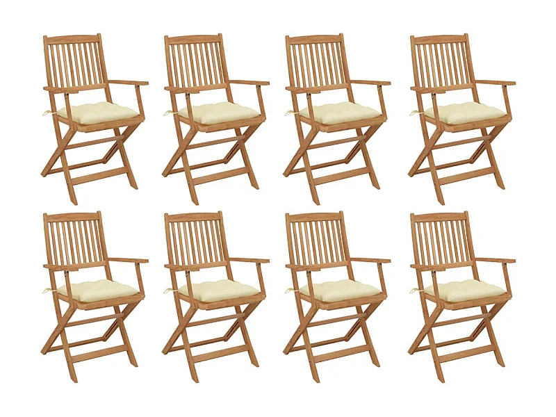 Chaises pliables d'extérieur avec coussins 8 pièces Bois d'acacia
