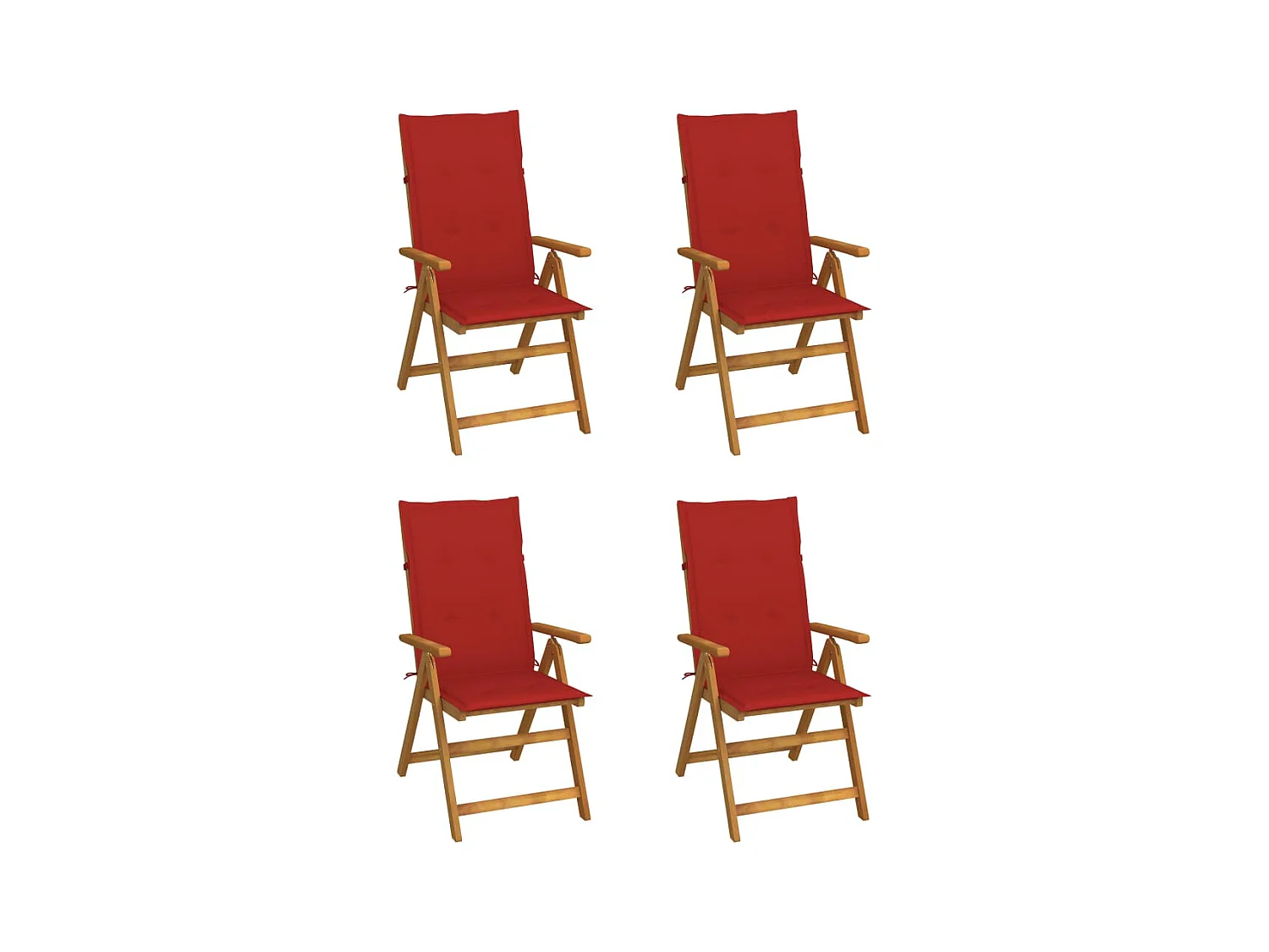 Chaises inclinables de jardin 4 pièces avec coussins Bois d'acacia