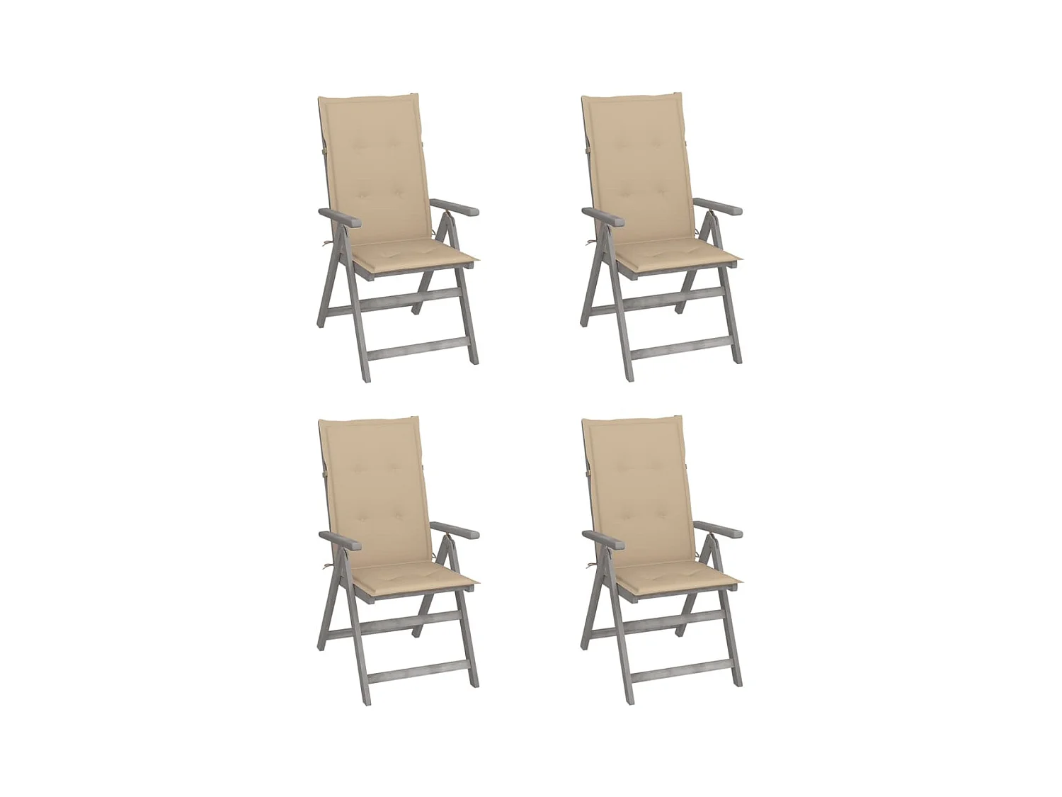 Chaises inclinables de jardin 4 pièces avec coussins Bois d'acacia