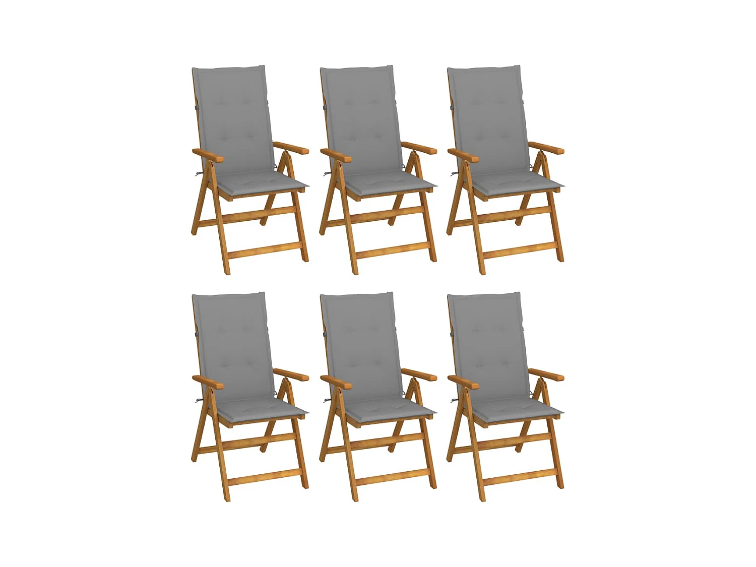 Chaises pliables de jardin 6 pièces avec coussins Bois d'acacia
