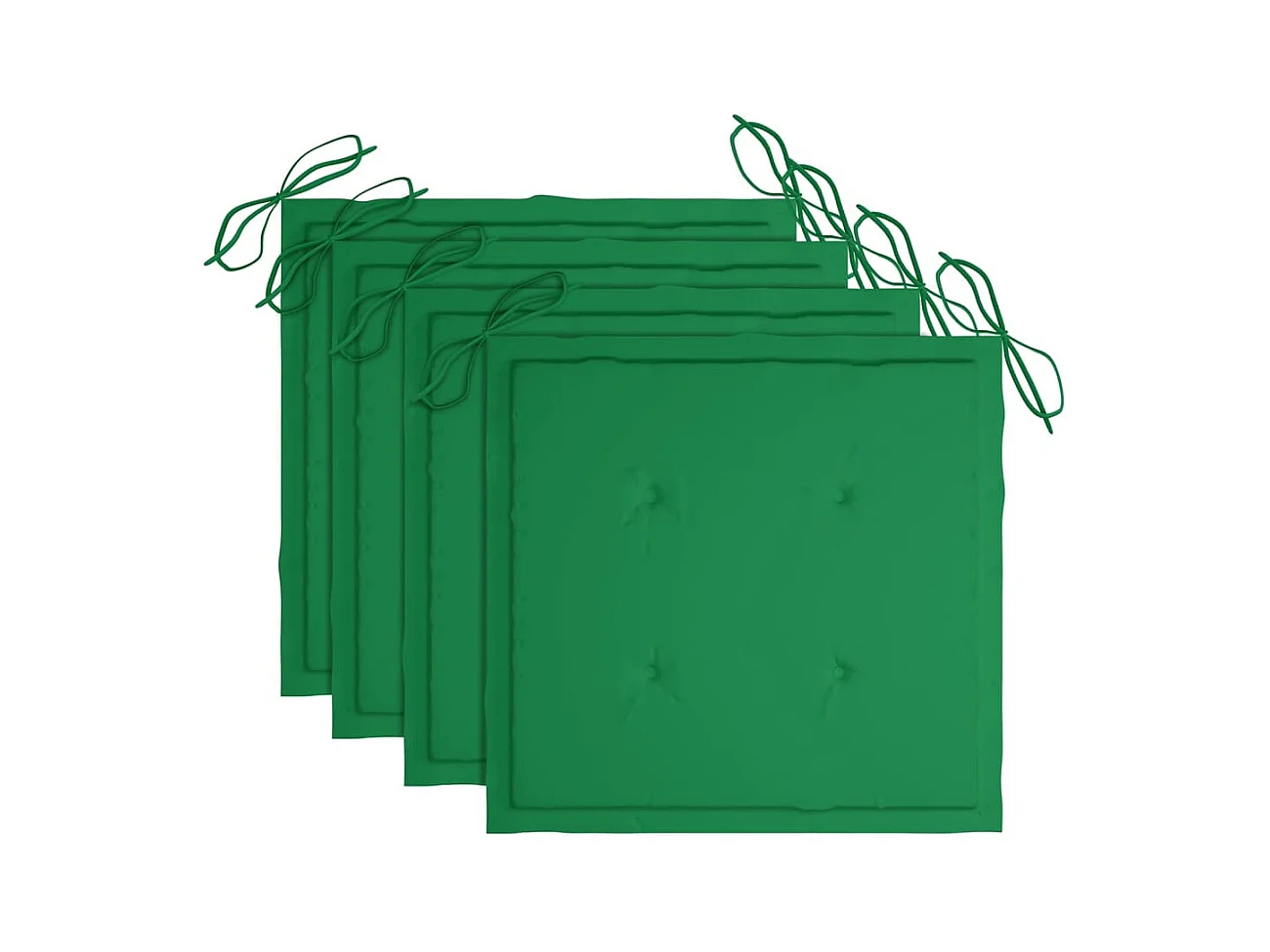 Chaises de jardin 4 pièces avec coussins vert Bois de teck solide