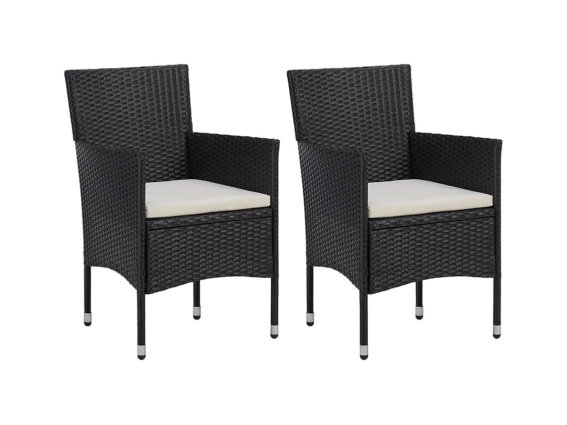 Chaises de jardin 2 pièces Résine tressée Noir