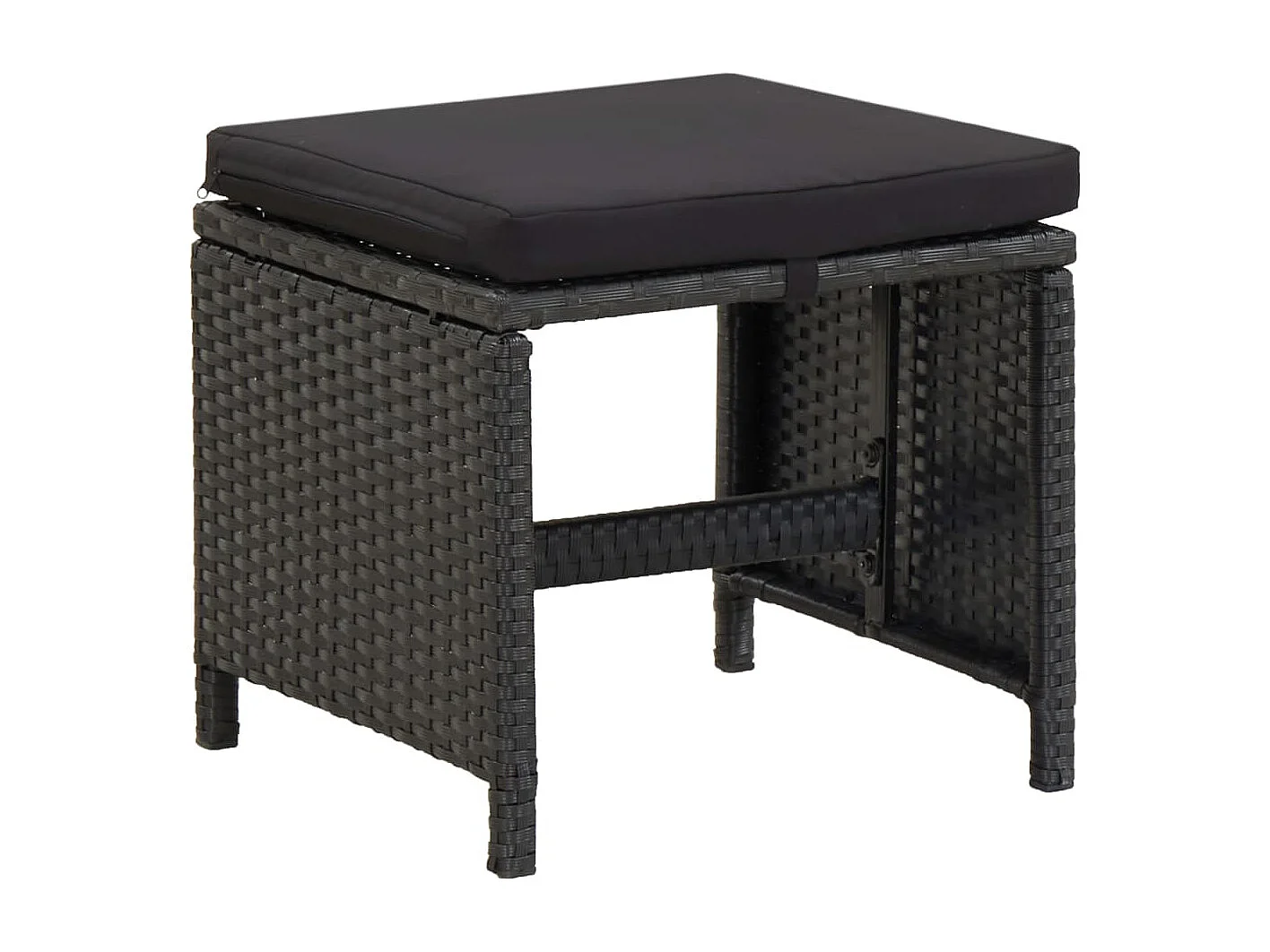 Tabourets de jardin avec coussins 2 pièces Résine tressée Noir