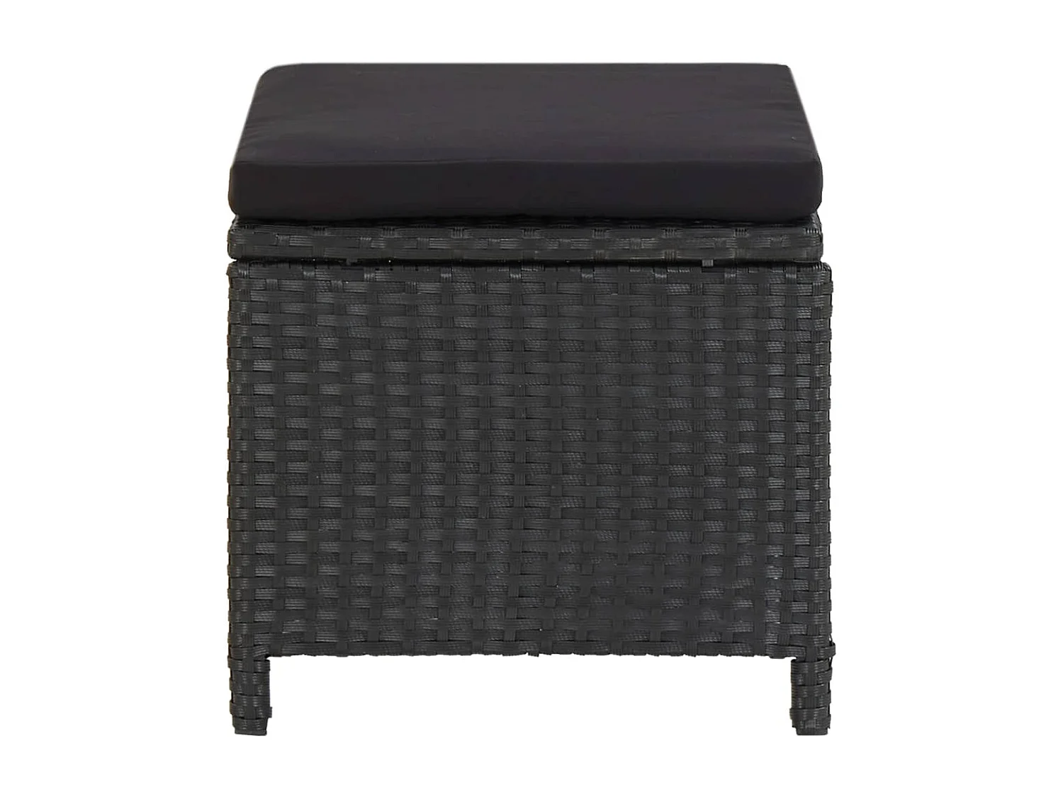 Tabourets de jardin avec coussins 2 pièces Résine tressée Noir