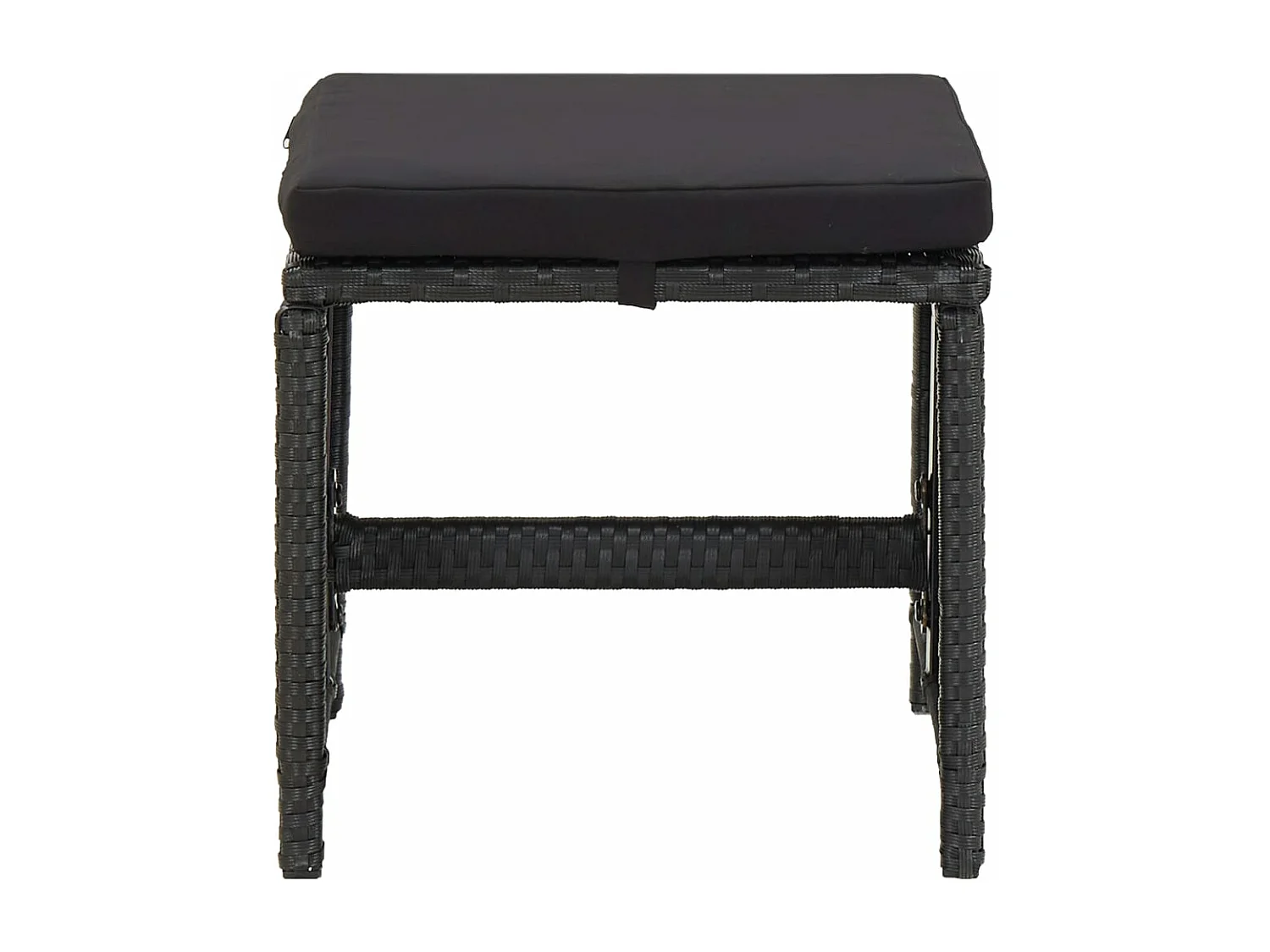 Tabourets de jardin avec coussins 2 pièces Résine tressée Noir