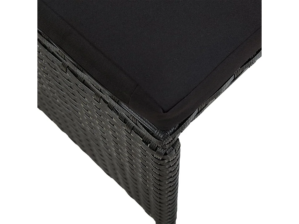 Tabourets de jardin avec coussins 2 pièces Résine tressée Noir