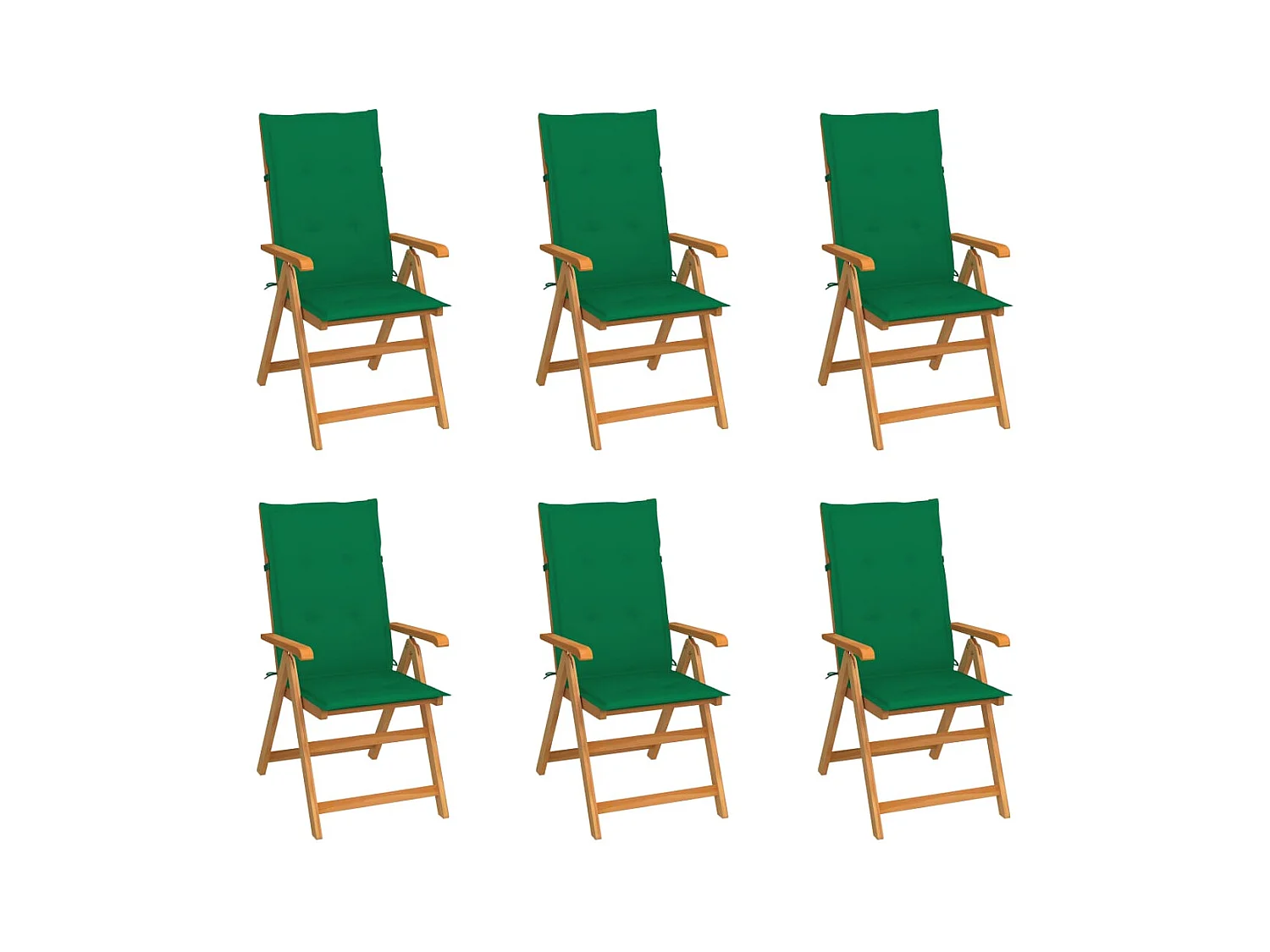 Chaises de jardin 6 pièces avec coussins vert Bois de teck
