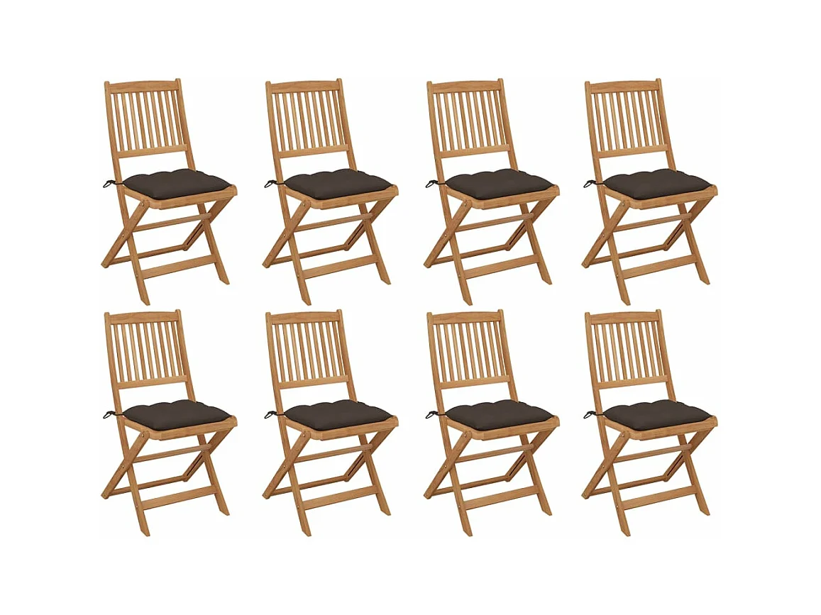 Chaises pliables d'extérieur avec coussins 8 pièces Bois d'acacia