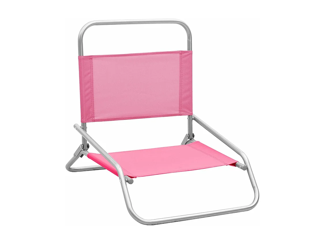 Chaises de plage pliables 2 pièces Rose Tissu