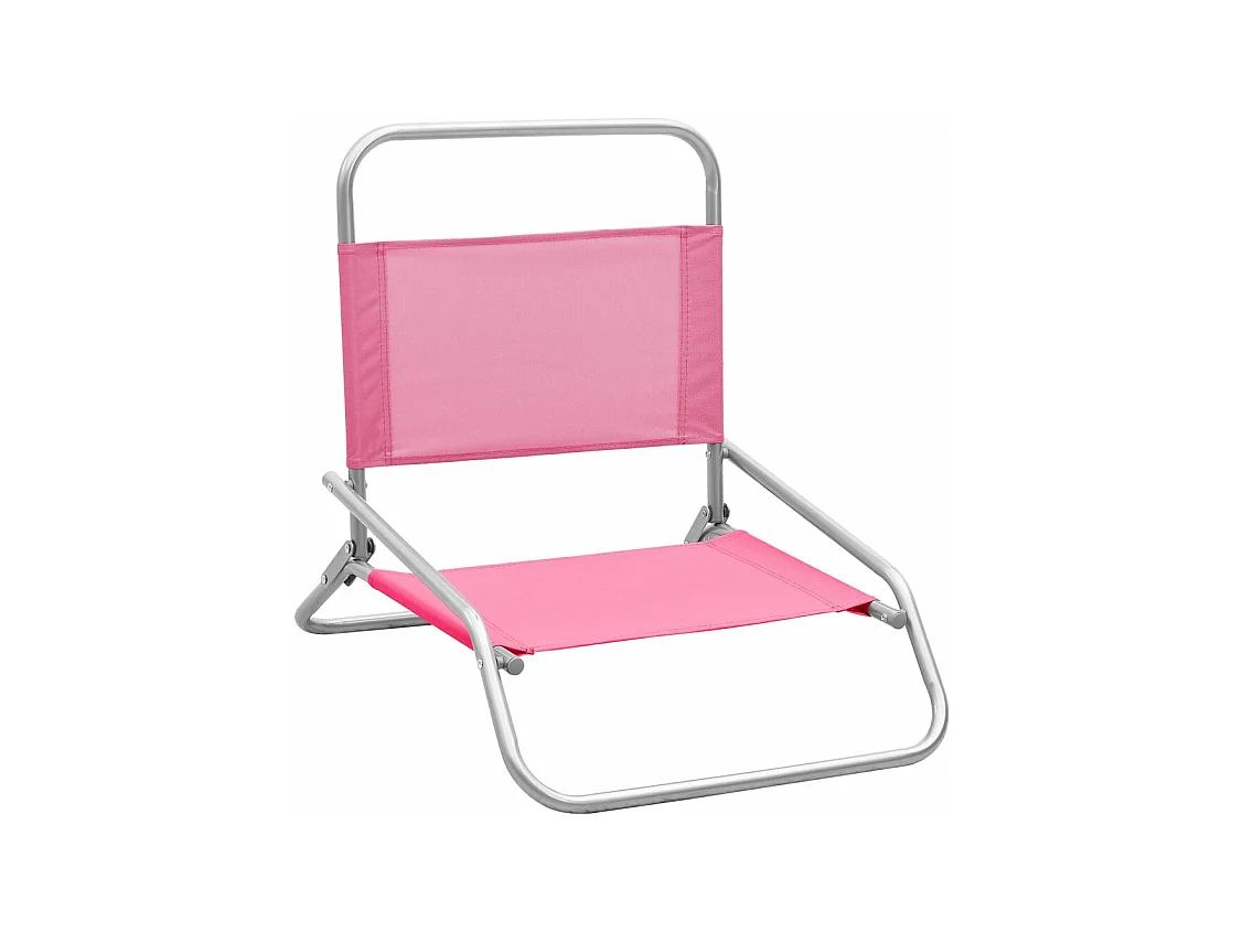 Chaises de plage pliables 2 pièces Rose Tissu