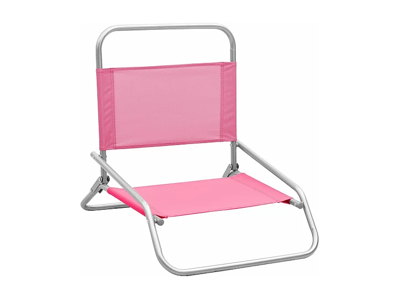 Chaises de plage pliables 2 pièces Rose Tissu