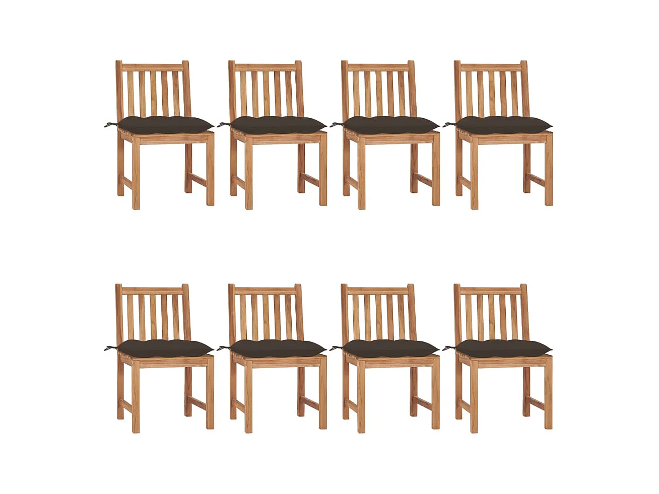 Chaises de jardin 8 pièces avec coussins Bois de teck massif