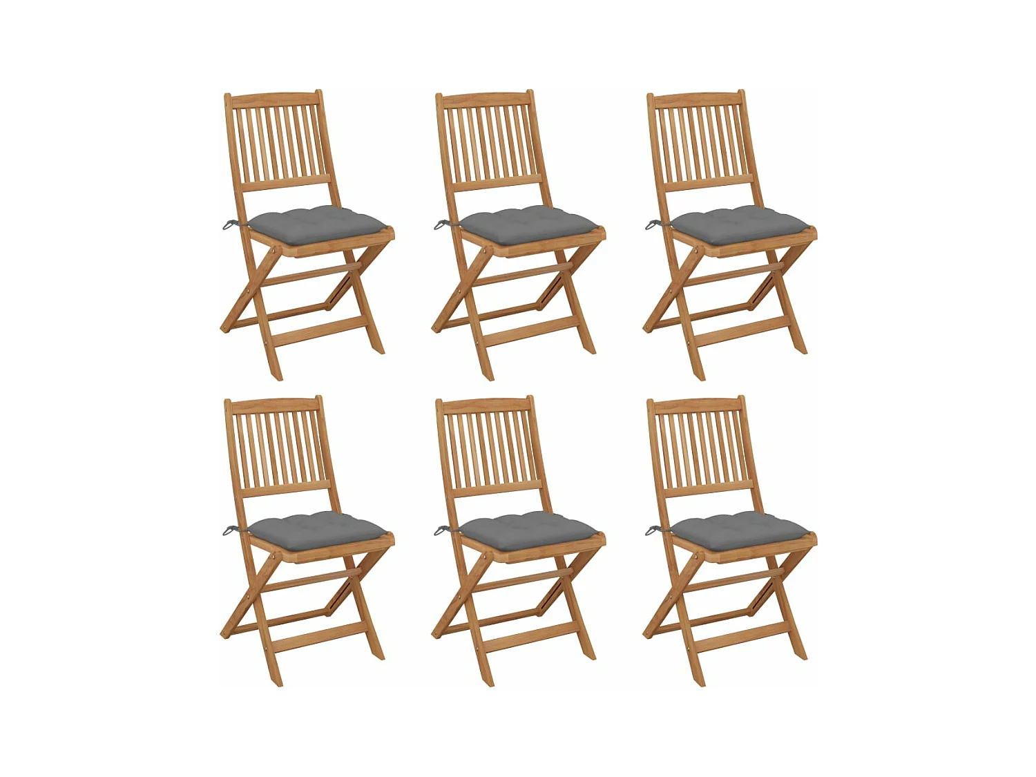 Chaises pliables de jardin 6 pièces avec coussins Bois d'acacia