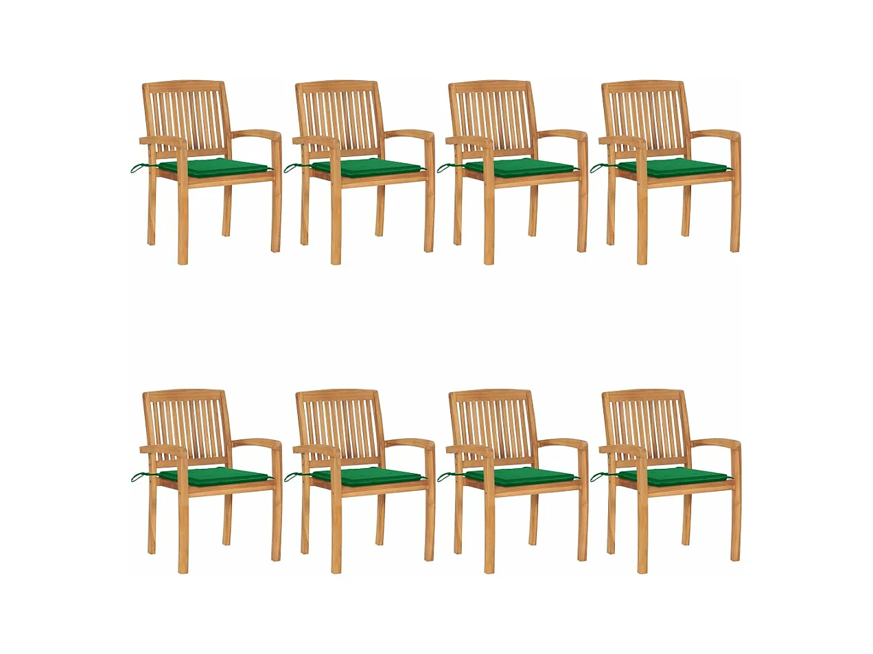 Chaises de jardin empilables avec coussins 8 pièces Teck solide