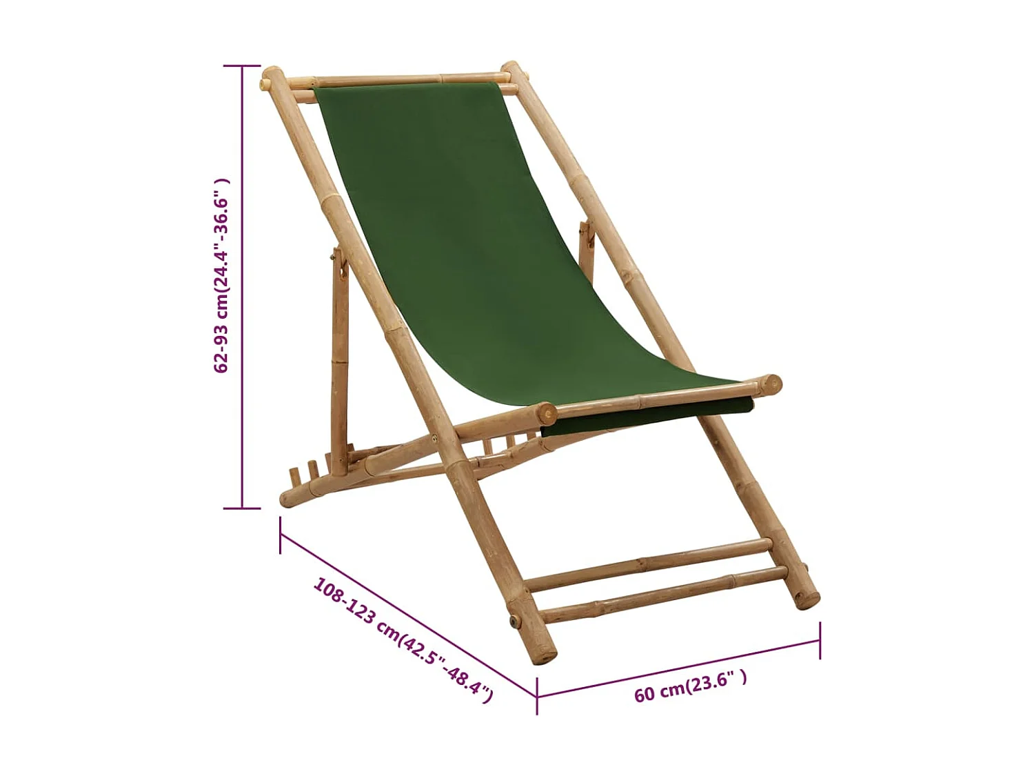 Chaise de terrasse Bambou et toile Vert