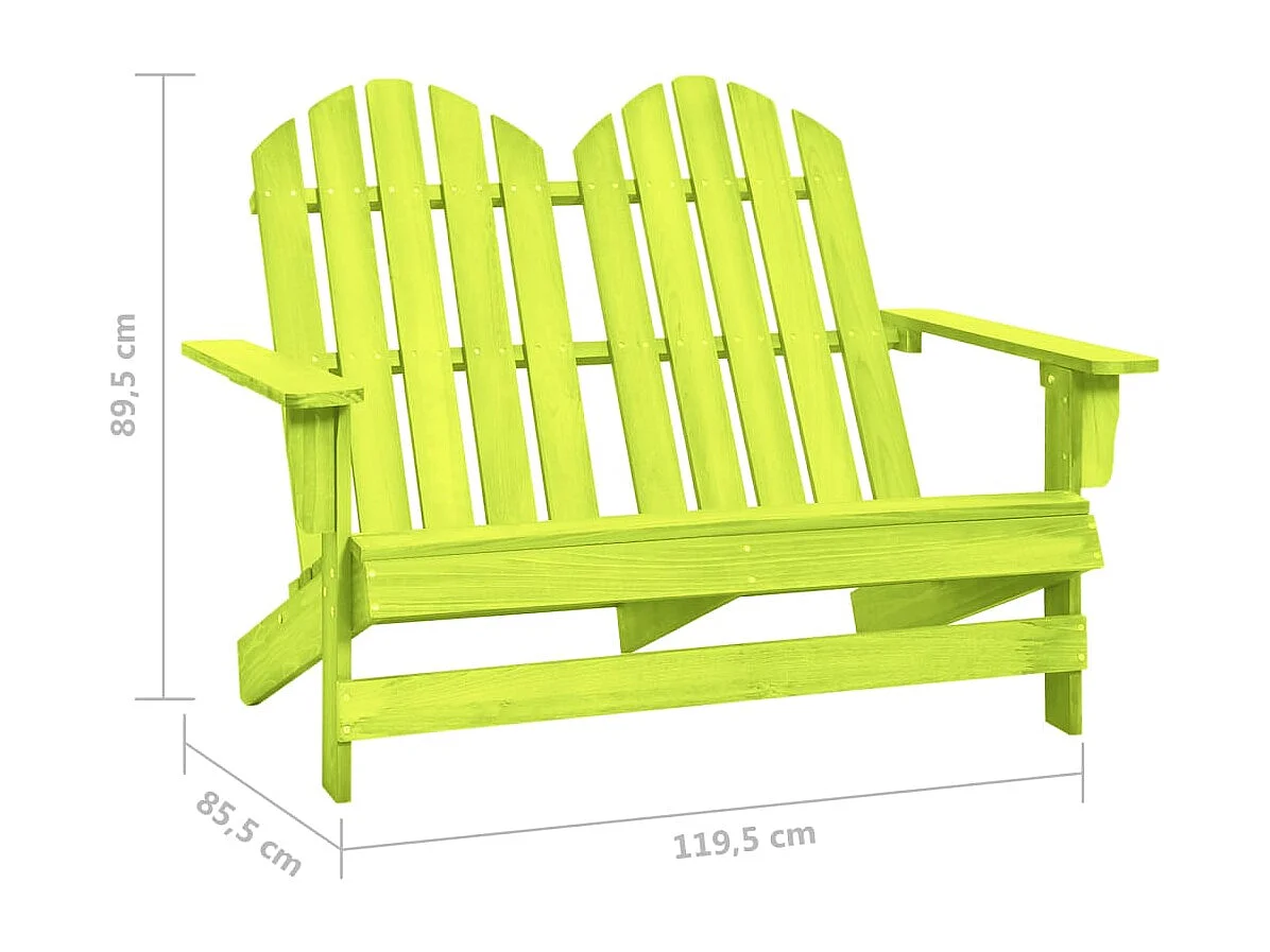 Otomana Adirondack de jardín 2 plazas madera de abeto verde
