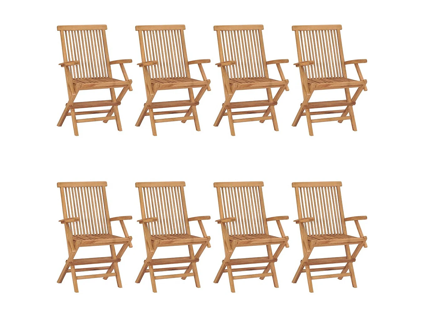 Chaises de jardin avec coussins vert 8 pièces Bois de teck massif